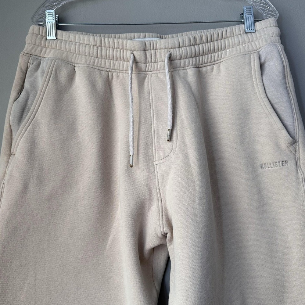 Hollister Mens Large Beige Tan Relaxed Jogger Sweatpants Neutral Elastic Waist‎ - Picture 2 of 7